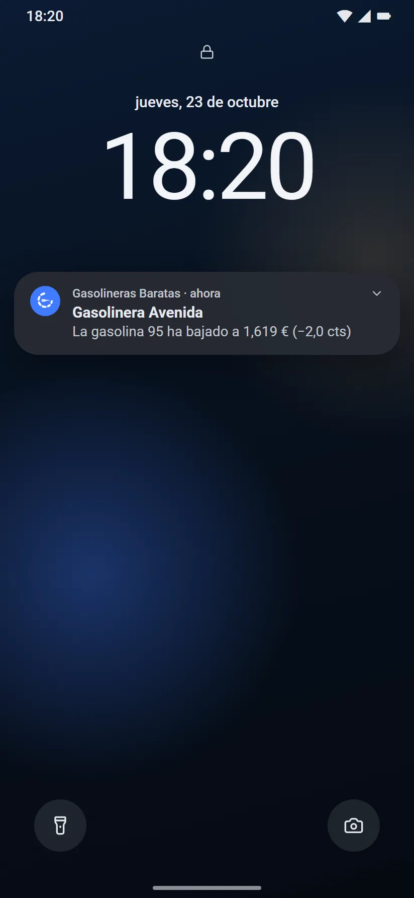 Aviso de bajada de precio en la pantalla de bloqueo